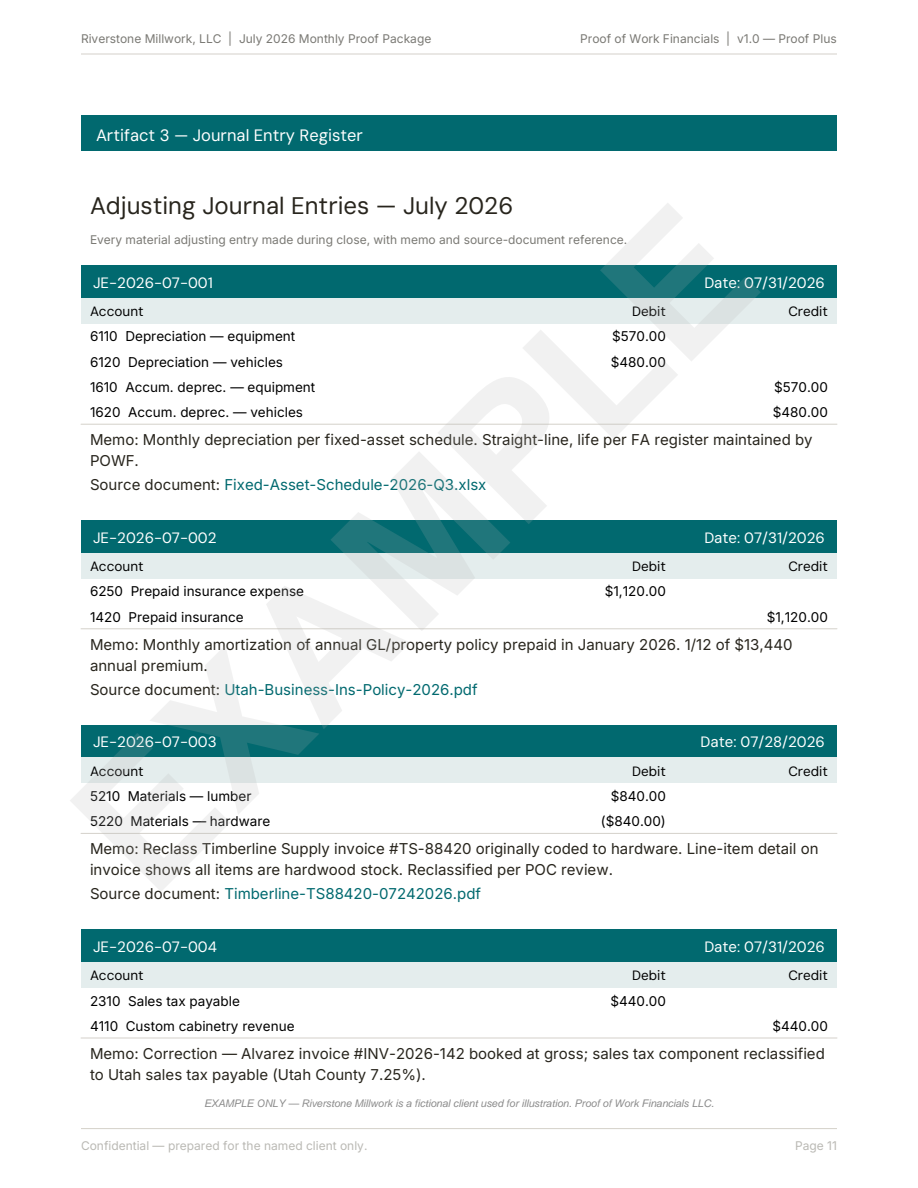 Reconciliation workpaper with source-document references